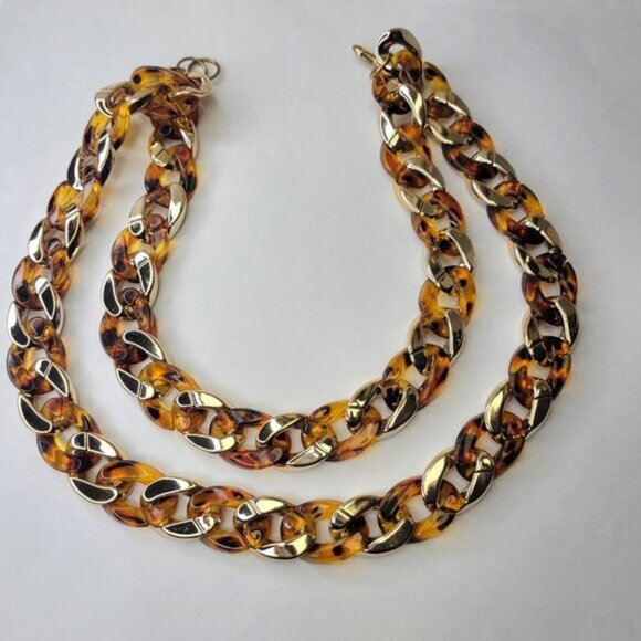 Chunky Brown Gold Choker Statement Necklace - Picture 3 of 10